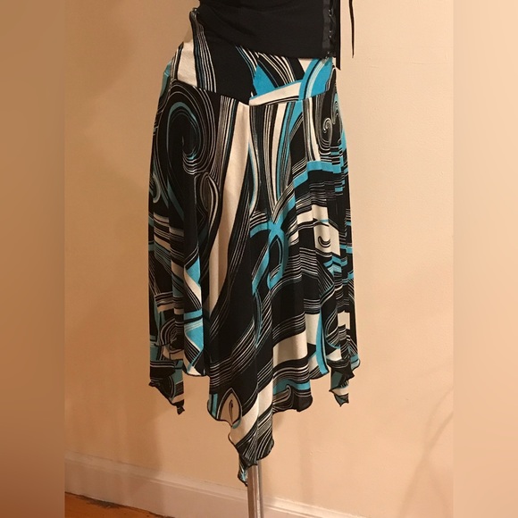 LFANG GLAM Tango Skirt White, Blue & Black Sz. L - Picture 4 of 8